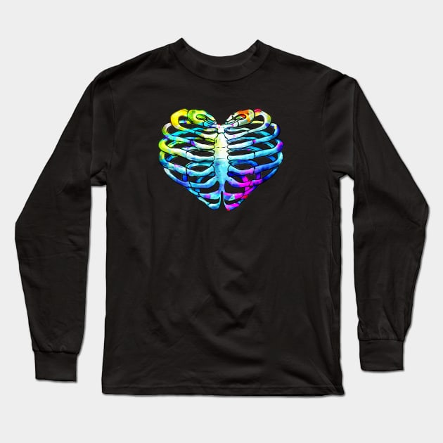 Rib Cage Floral 3 Long Sleeve T-Shirt by Collagedream